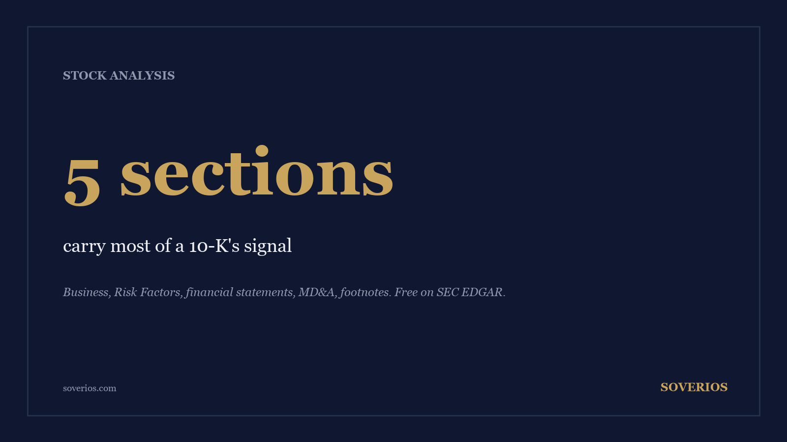 Number card: five sections of a 10-K annual report carry most of the signal for investors